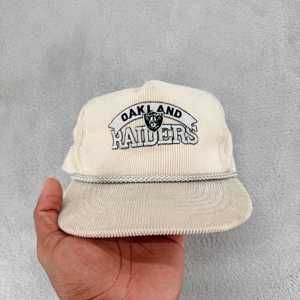 VTG Otto Cap Oakland Raiders NFL Snapback Hat Mens OSFA Beige Preowned Corduroy